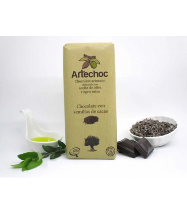 Artechoc - Tableta de chocolate negro artesano con AOVE y semillas de cacao
