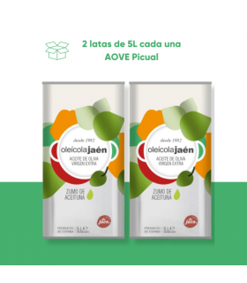 Aceite de Oliva Virgen Extra Picual – Gama Familiar - 2 Latas de 5 litros - Oleícola Jaén